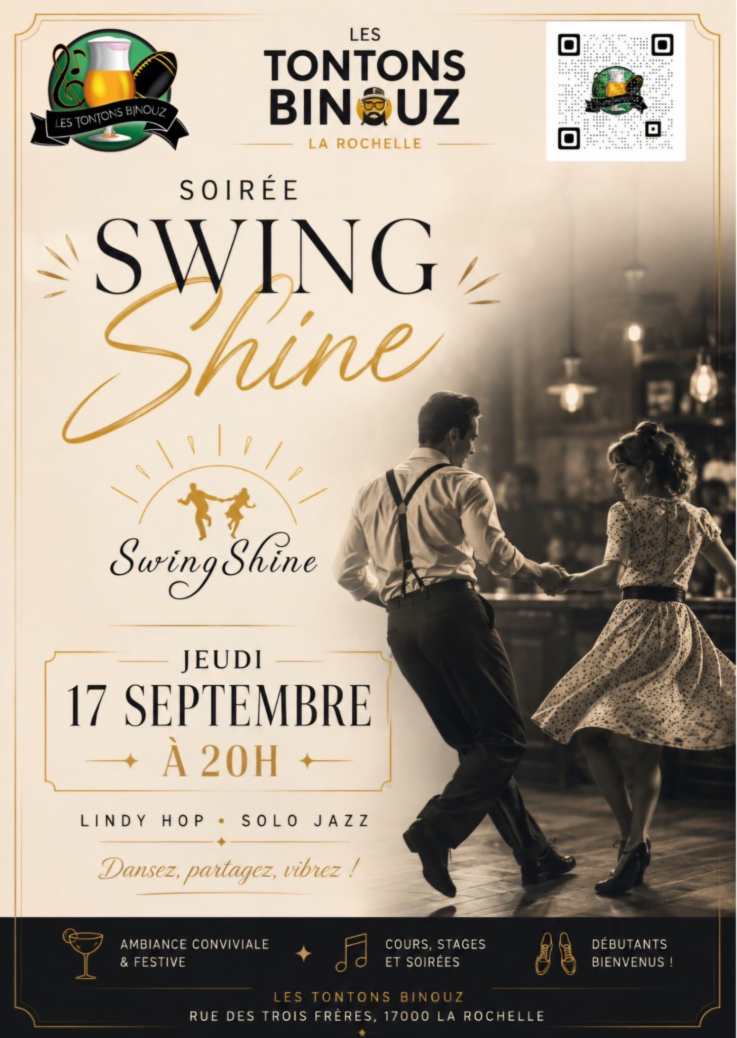 Soirée Swing Shine aux Tontons Binouz à La Rochelle, jeudi 17 septembre à 20 h